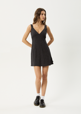 AFENDS Womens Dusk - Seersucker Check Mini Dress - Black Check - Afends womens dusk   seersucker check mini dress   black check