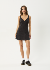AFENDS Womens Dusk - Seersucker Check Mini Dress - Black Check - Afends womens dusk   seersucker check mini dress   black check