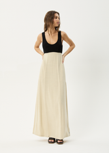 AFENDS Womens Charlotte - Maxi Dress - Biscuit / Black - Afends womens charlotte   maxi dress   biscuit / black