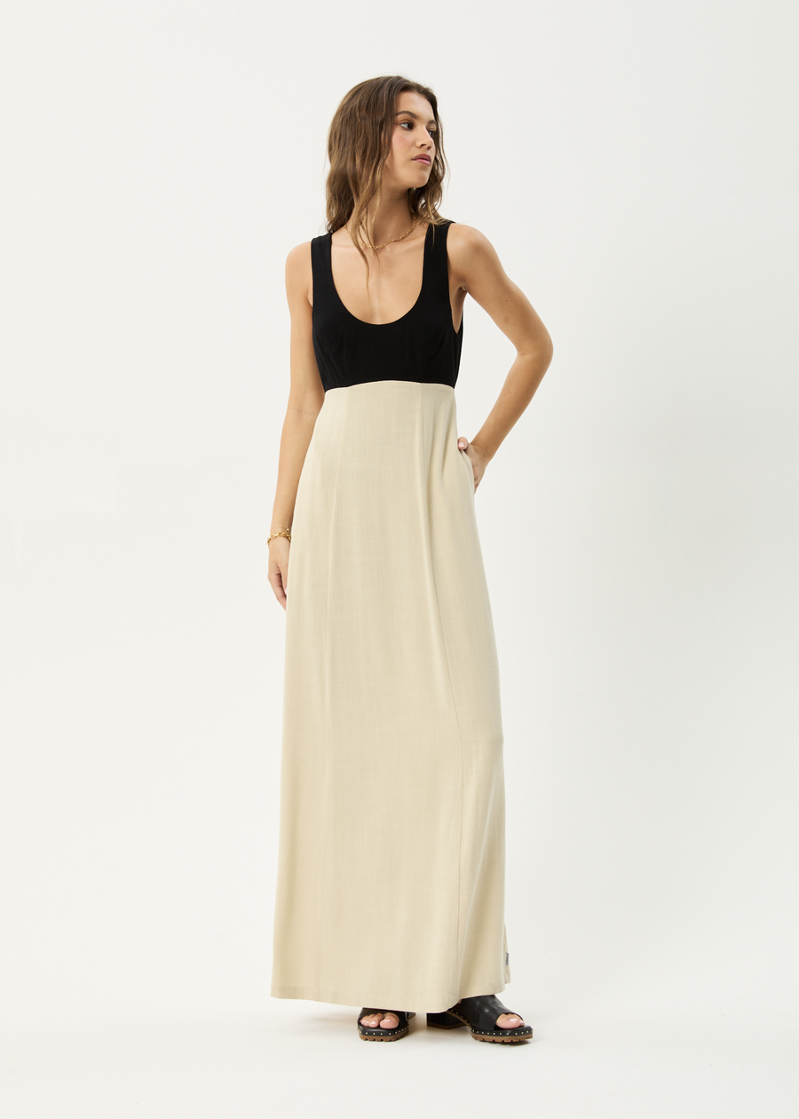 AFENDS Womens Charlotte - Maxi Dress - Biscuit / Black