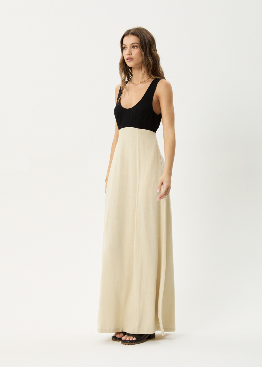 AFENDS Womens Charlotte - Maxi Dress - Biscuit / Black