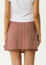 AFENDS Womens Austin - Check Mini Skirt - Red Rum - Afends womens austin   check mini skirt   red rum