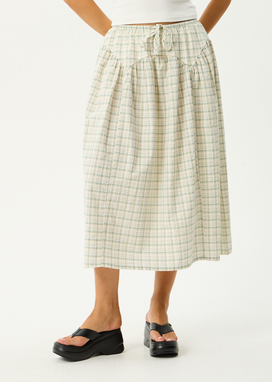 AFENDS Womens Legacy - Check Midi Skirt - Boa Check