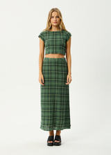 AFENDS Womens Lonnie - Seersucker Top - Hunter Green - Afends womens lonnie   seersucker top   hunter green