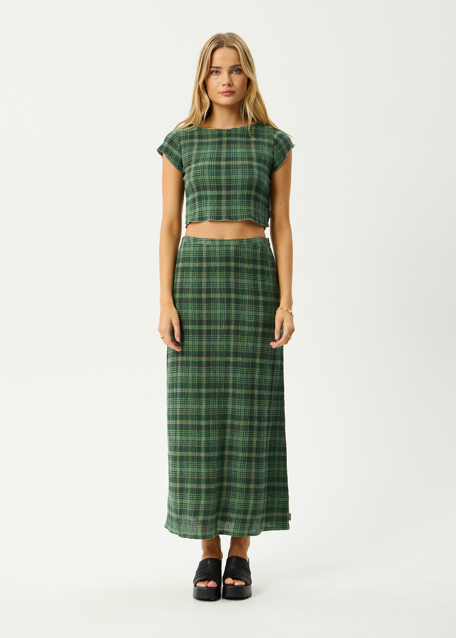 AFENDS Womens Lonnie - Seersucker Top - Hunter Green