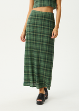 AFENDS Womens Lonnie - Seersucker Maxi Skirt - Hunter Green - Afends womens lonnie   seersucker maxi skirt   hunter green