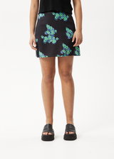 AFENDS Womens House Of Darwin - Mini Skirt - Charcoal Floral - Afends womens house of darwin   mini skirt   charcoal floral 