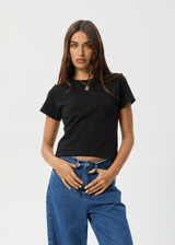 AFENDS Womens Carmen - Baby Tee - Black - Afends womens carmen   baby tee   black