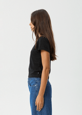 AFENDS Womens Carmen - Baby Tee - Black - Afends womens carmen   baby tee   black
