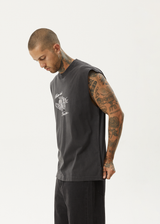 AFENDS Mens Bad Luck - Sleeveless Tee - Stone Black - Afends mens bad luck   sleeveless tee   stone black