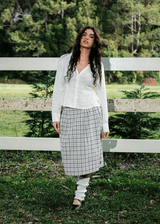 AFENDS Womens Leo - Seersucker Midi Skirt - Black / White - Afends womens leo   seersucker midi skirt   black / white