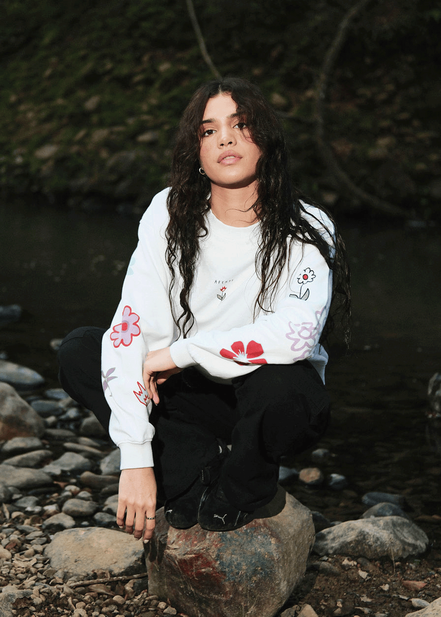 AFENDS Womens Flourish - Crew Neck Jumper - White