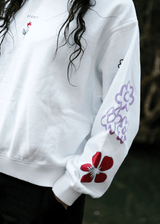 AFENDS Womens Flourish - Crew Neck Jumper - White - Afends womens flourish   crew neck jumper   white