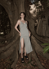 AFENDS Womens Willow Check - Maxi Dress - Military Check - Afends womens willow check   maxi dress   military check 