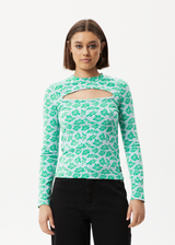 AFENDS Womens See You - Cut Out Long Sleeve Top - Powder Blue - Afends womens see you   cut out long sleeve top   powder blue 