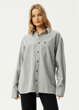 AFENDS Mens Bats - Oversized Striped Long Sleeve Shirt - Fuel - Afends mens bats   oversized striped long sleeve shirt   fuel