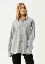 AFENDS Mens Bats - Oversized Striped Long Sleeve Shirt - Fuel - Afends mens bats   oversized striped long sleeve shirt   fuel
