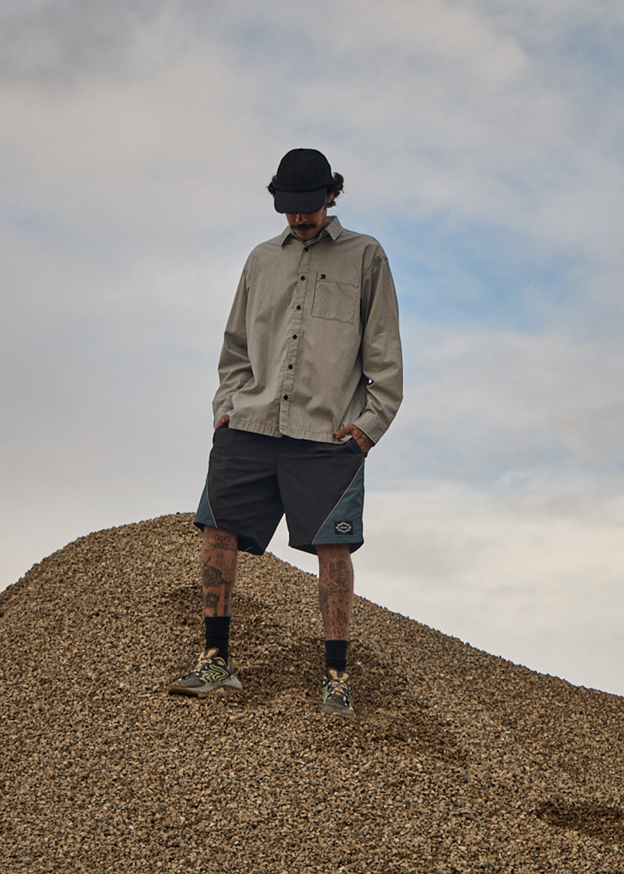 AFENDS Mens Bats - Oversized Striped Long Sleeve Shirt - Fuel