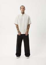 AFENDS Mens Criss Cross - Short Sleeve Shirt - Taupe - Afends mens criss cross   short sleeve shirt   taupe 