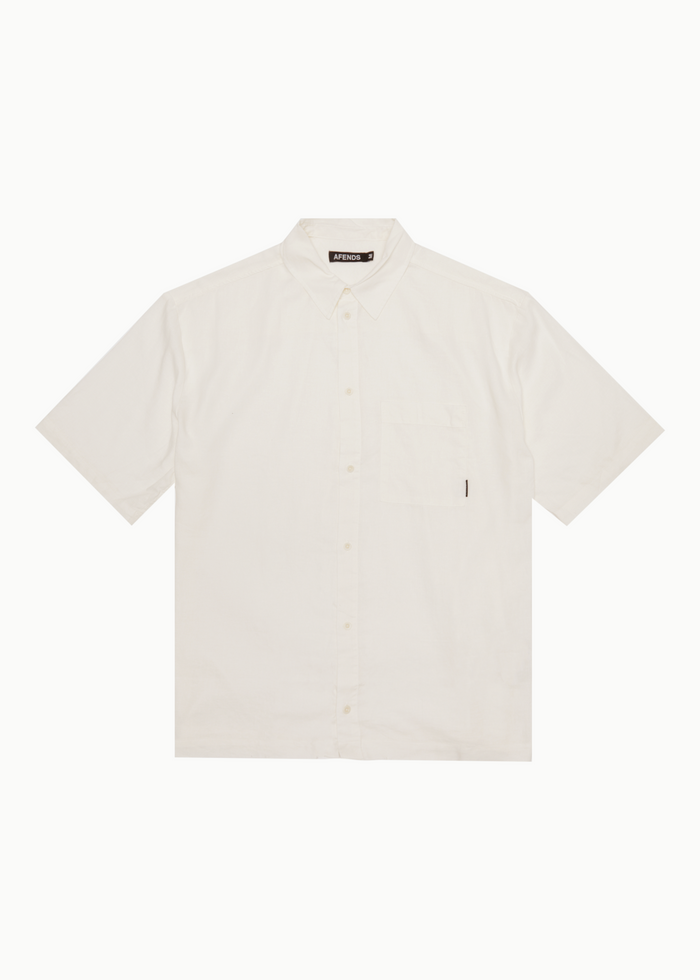 AFENDS Mens Everyday - Short Sleeve Shirt - Off White