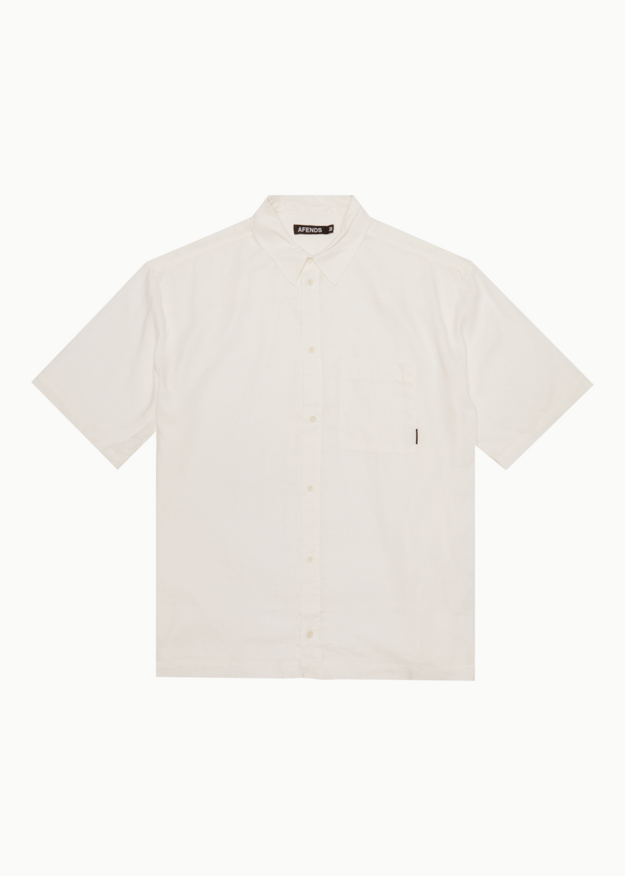AFENDS Mens Everyday - Short Sleeve Shirt - Off White