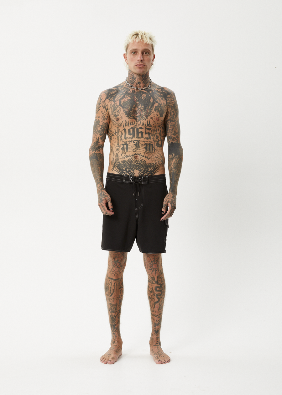 AFENDS Mens Crashed Out - Surf Related Boardshort 18" - Black