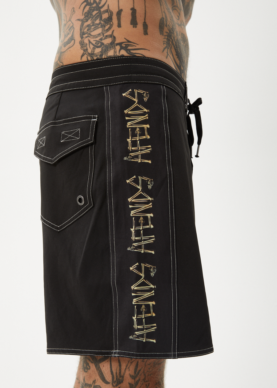 AFENDS Mens Crashed Out - Surf Related Boardshort 18" - Black