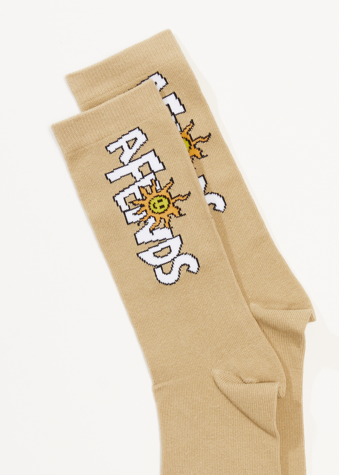 Afends Unisex Sunshine - Crew Socks - Cement - Streetwear - Sustainable Fashion
