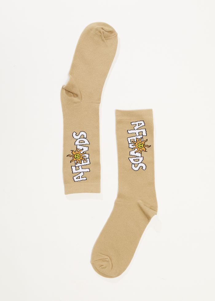 Afends Unisex Sunshine - Crew Socks - Cement - Streetwear - Sustainable Fashion