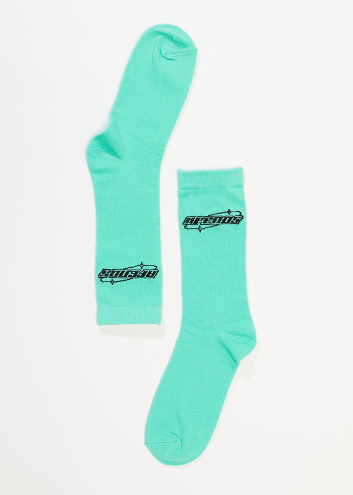 AFENDS Unisex Eternal - Recycled Crew Socks - Jade - Streetwear - Sustainable Fashion