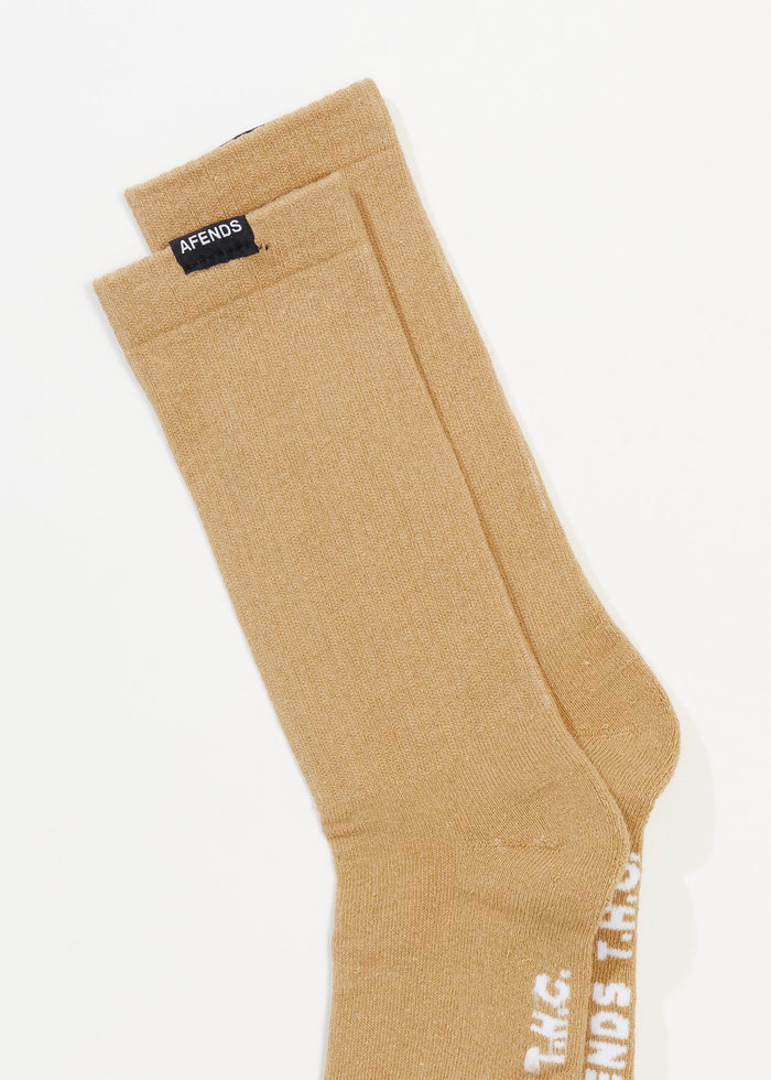 Afends Unisex Everyday - Hemp Ribbed Crew Socks - Tan - Streetwear - Sustainable Fashion