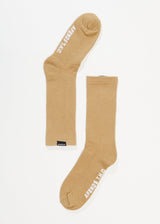 Afends Unisex Everyday - Hemp Ribbed Crew Socks - Tan - Afends unisex everyday   hemp ribbed crew socks   tan   streetwear   sustainable fashion