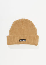 Afends Unisex Home Town - Recycled Knit Beanie - Tan - Afends unisex home town   recycled knit beanie   tan   streetwear   sustainable fashion