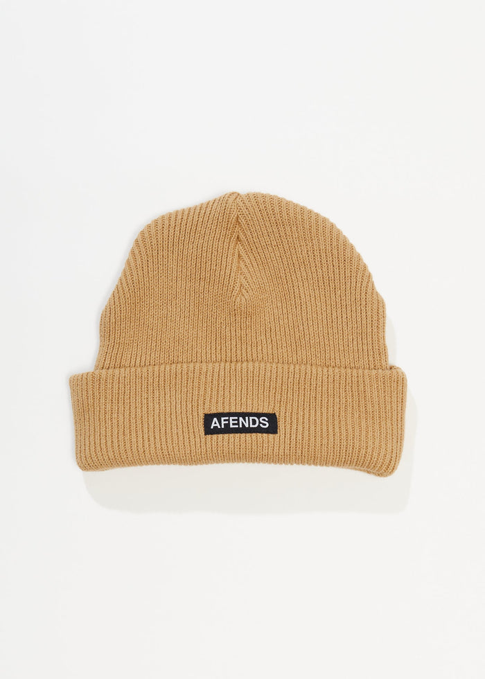 Afends Unisex Home Town - Recycled Knit Beanie - Tan - Streetwear - Sustainable Fashion