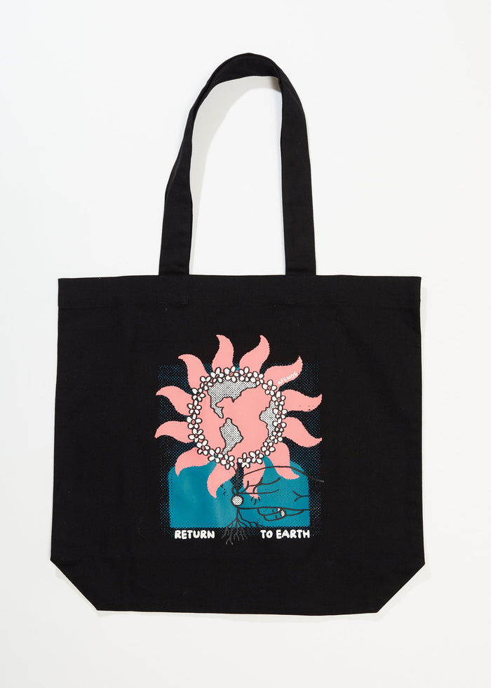 Afends Unisex Return To Earth - Recycled Tote Bag - Black - Streetwear - Sustainable Fashion