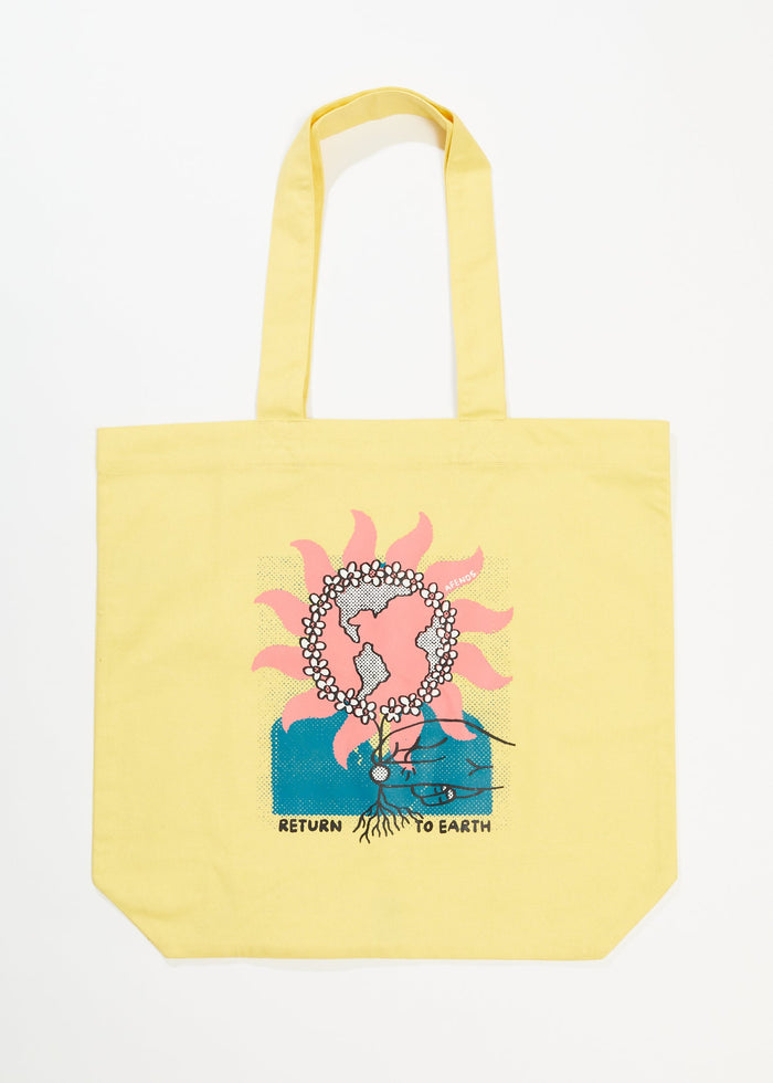 Afends Unisex Return To Earth - Recycled Tote Bag - Butter - Streetwear - Sustainable Fashion