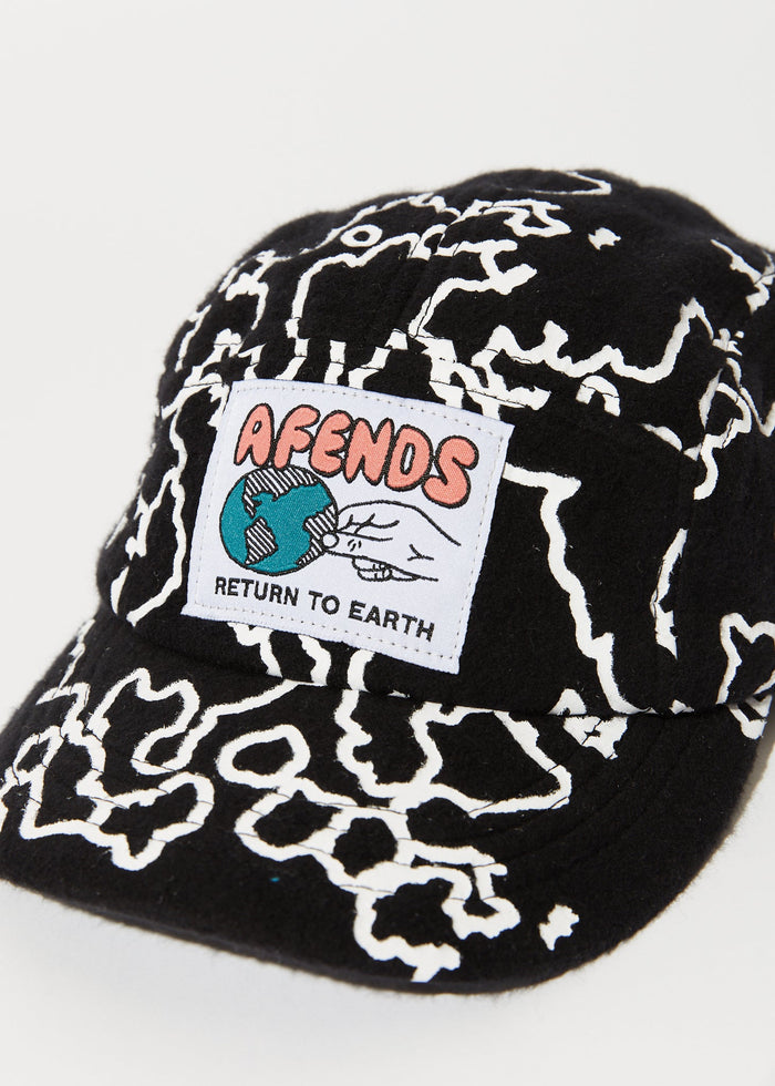 Afends Unisex Script - Recycled 5 Panel Cap - Black Camo - Streetwear - Sustainable Fashion