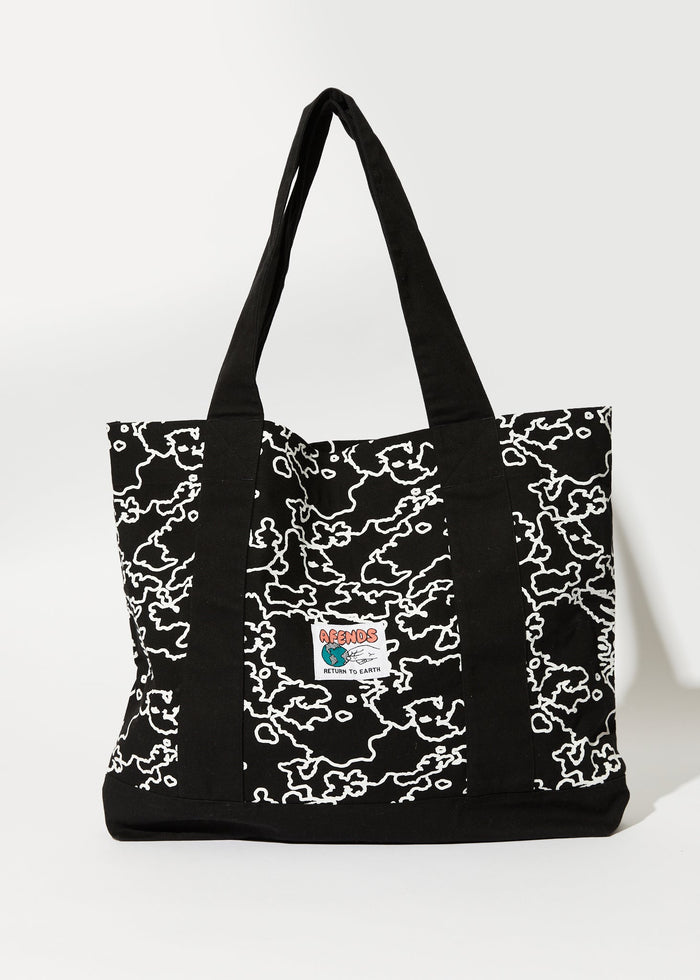 Afends Unisex Script - Recycled Oversized Tote Bag - Black Camo - Streetwear - Sustainable Fashion