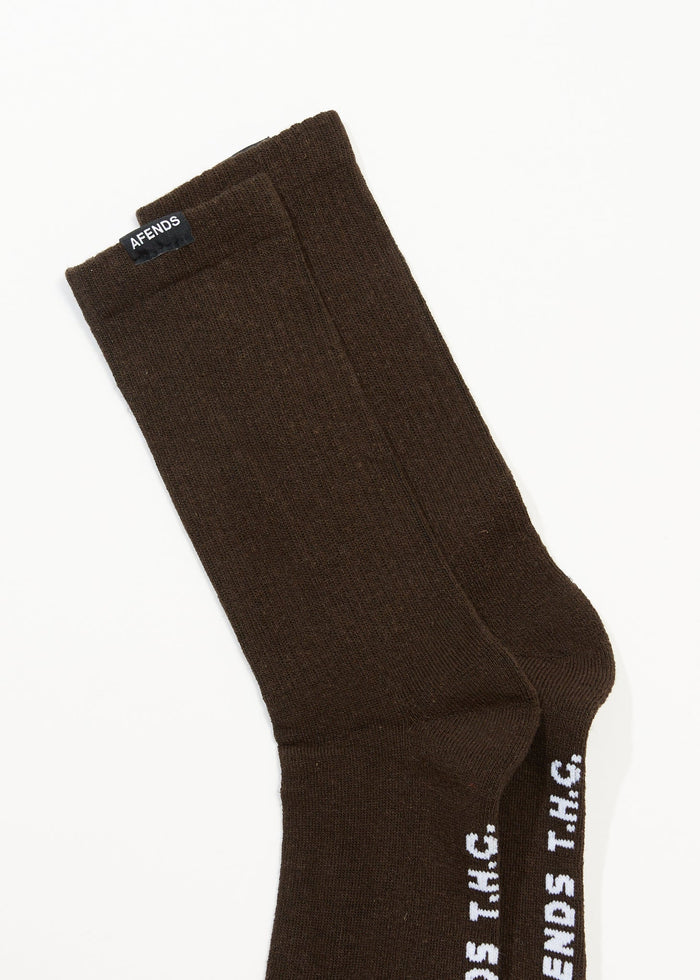 AFENDS Unisex Everyday - Ribbed Crew Socks - Earth - Streetwear - Sustainable Fashion