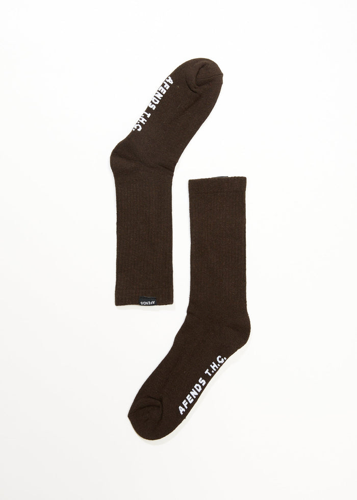 Afends Unisex Everyday - Hemp Ribbed Crew Socks - Earth - Streetwear - Sustainable Fashion