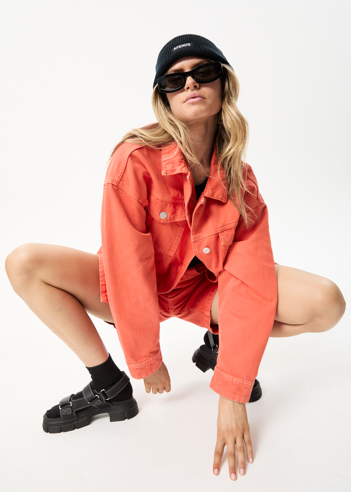 Afends Unisex Innie - Unisex Organic Denim Jacket - Faded Orange - Streetwear - Sustainable Fashion