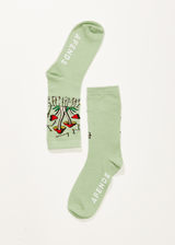 Afends Unisex Journey Inward - Crew Socks - Pistachio - Afends unisex journey inward   crew socks   pistachio   streetwear   sustainable fashion