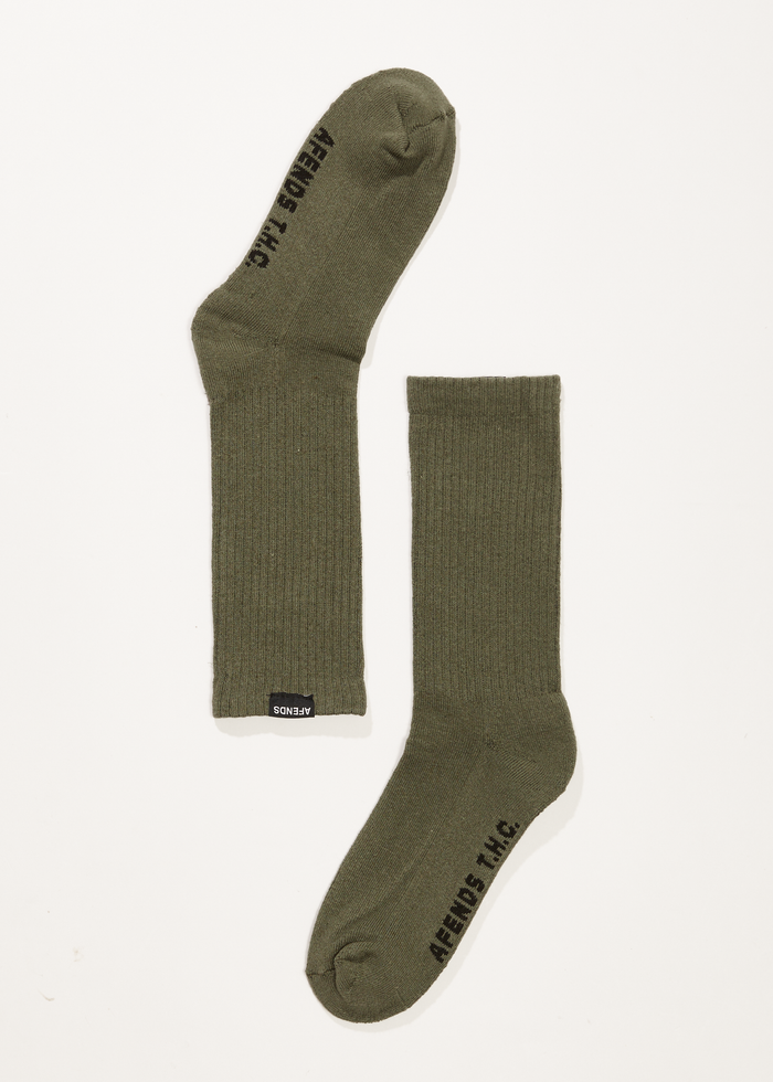 Afends Unisex Everyday - Hemp Crew Socks - Cypress - Streetwear - Sustainable Fashion