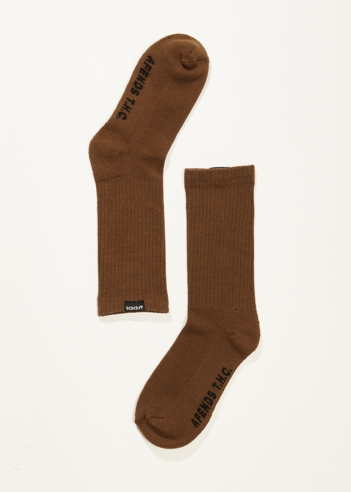 Afends Mens Everyday - Hemp Crew Socks - Toffee - Streetwear - Sustainable Fashion