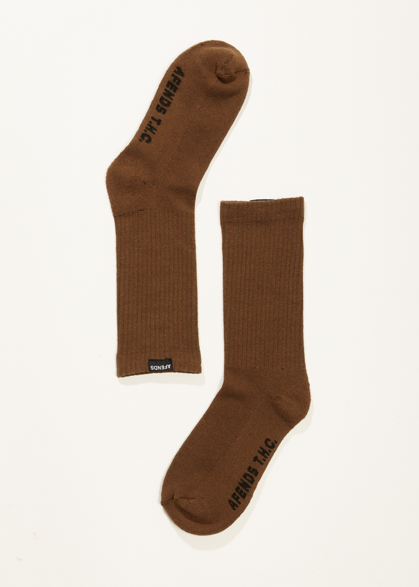 Afends Mens Everyday - Hemp Crew Socks - Toffee