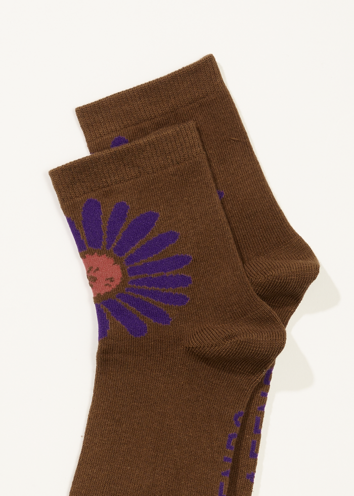 Afends Unisex Daisy - Crew Socks - Toffee - Streetwear - Sustainable Fashion