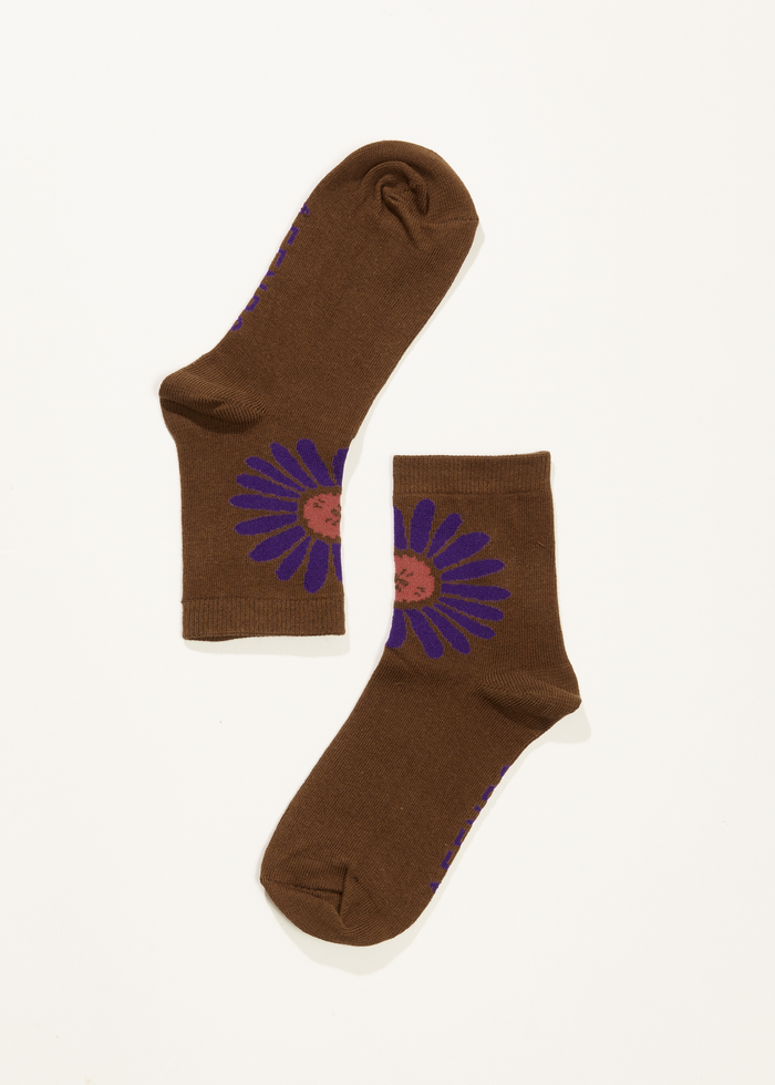 Afends Unisex Daisy - Crew Socks - Toffee - Streetwear - Sustainable Fashion