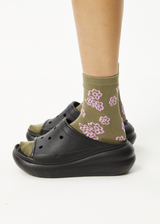 Afends Unisex Clara - Crew Socks - Olive - Afends unisex clara   crew socks   olive   streetwear   sustainable fashion