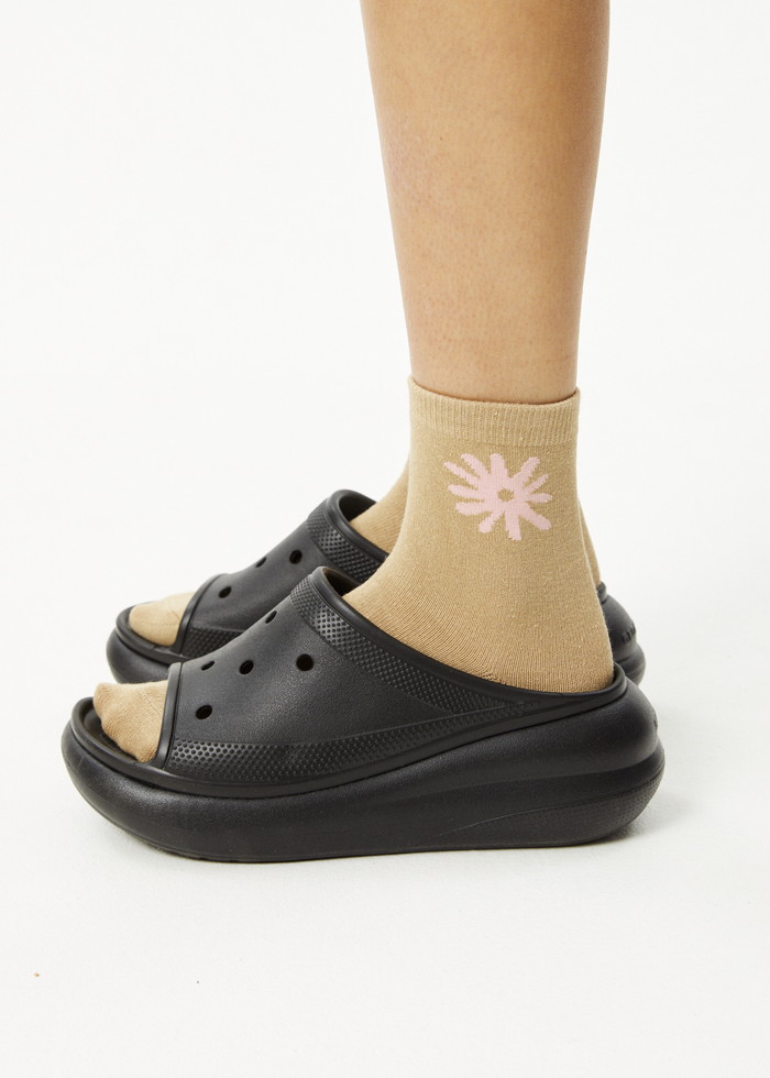 Afends Unisex Daze - Hemp Crew Socks - Tan - Streetwear - Sustainable Fashion