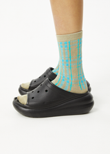 Afends Unisex Millie - Hemp Crew Socks - Tan Check - Afends unisex millie   hemp crew socks   tan check   streetwear   sustainable fashion
